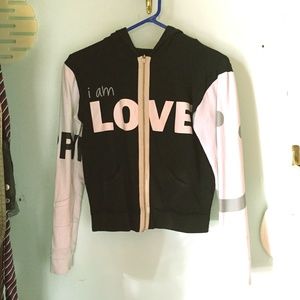 Black and White Sweater Hoodie PEACE LOVE WORLD